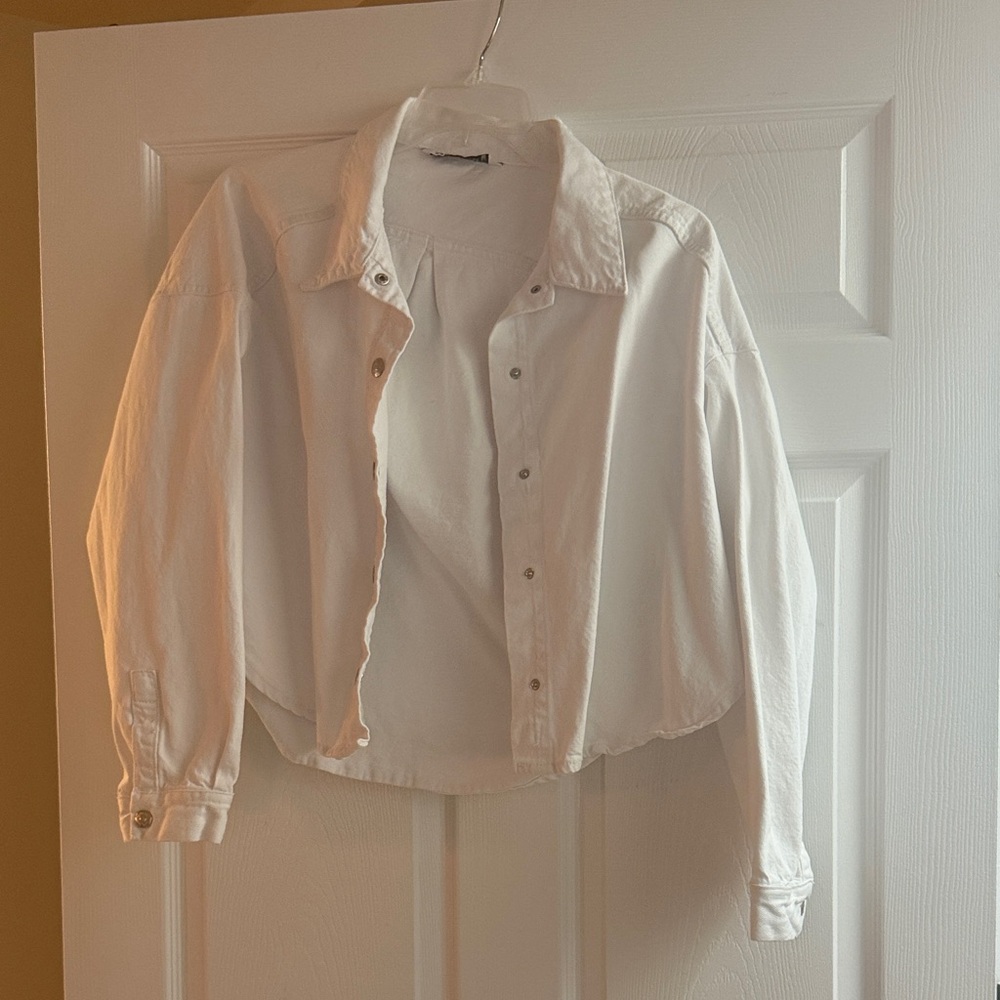 Zara Cream Textured Jacket